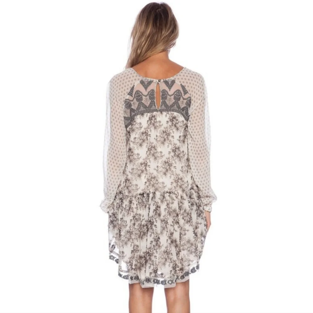 Free People Elsie Sheer Lace Boho Dress Midnight Garden Floral Mini, Size XS - Picture 2 of 10